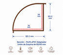Refuerzo De Acero 1.2Mm Perfil "L" 76x55mm Para Hoja de Puerta Abatible apertura externa Upview 60Mm HAT032 5.9M