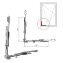 Bisagra volteadora inferior esquinera para para sistemas oscilobatientes en ventanas uPVC y aluminio