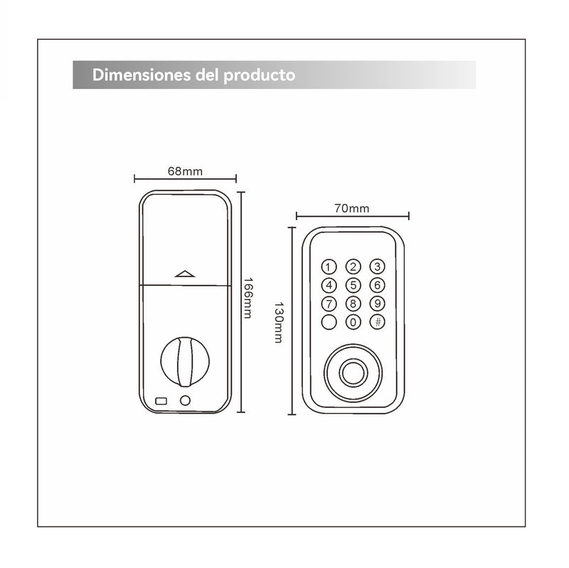 Cerradura Inteligente Digital Cerrojo Smart Lock 5 en 1 Llave Huella contraseña Bluetooth Tuya app fácil de instalar