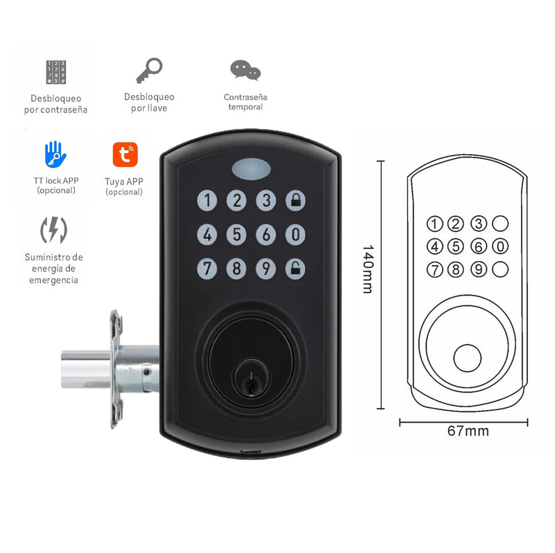 Cerradura Inteligente Digital Cerrojo Smart Lock 3 en 1 Llave contraseña Bluetooth fácil de instalar