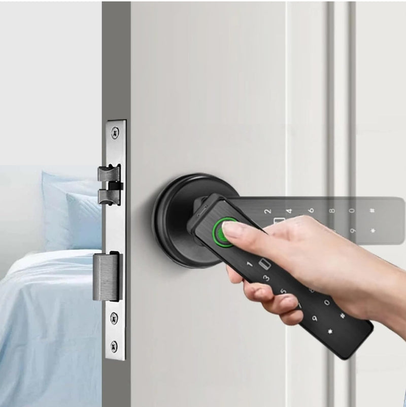 Cerradura Inteligente Manija de puerta Cerrojo Smart Lock 6 en 1 Llave Huella tarjeta contraseña Bluetooth Tuya app fácil de instalar