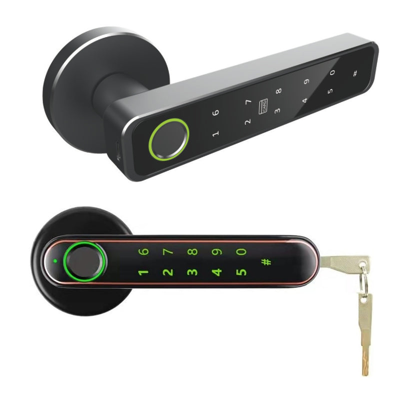 Cerradura Inteligente Manija de puerta Cerrojo Smart Lock 6 en 1 Llave Huella tarjeta contraseña Bluetooth Tuya app fácil de instalar