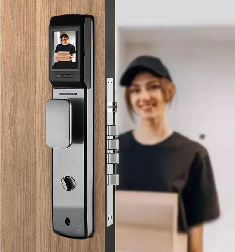 Cerradura de puerta inteligente con reconocimiento facial 3D Smart Lock de seguridad Video Huella contraseña app fácil de instalar