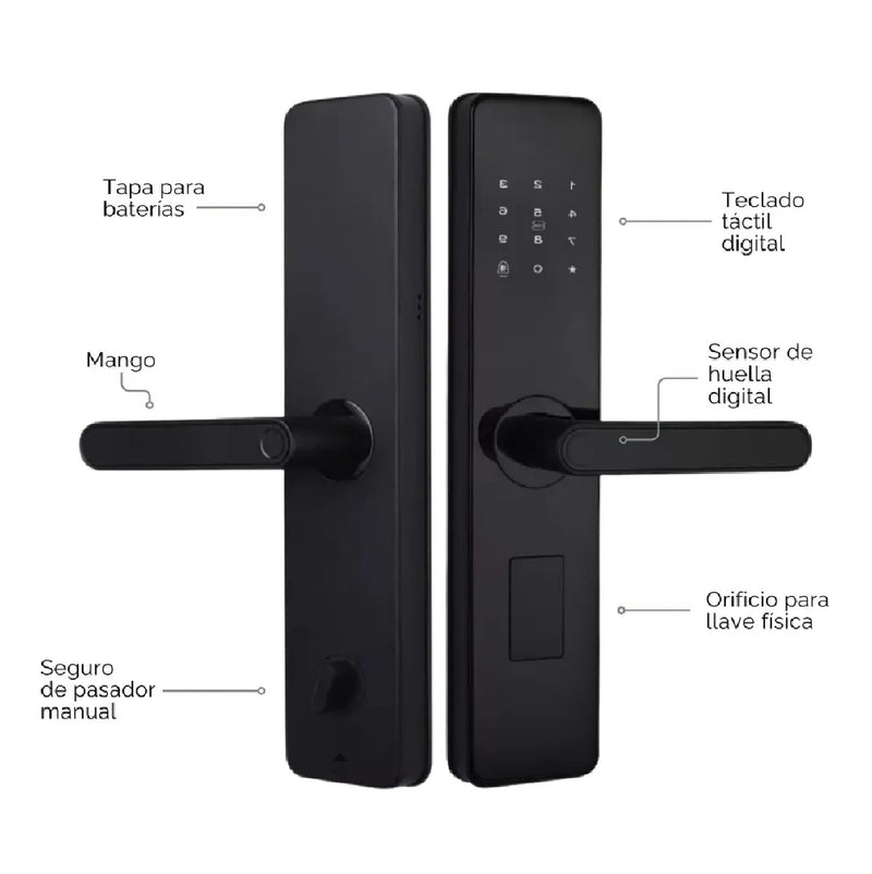 Cerradura Inteligente Digital Cerrojo Smart Lock 5 en 1 Llave Huella contraseña app fácil de instalar