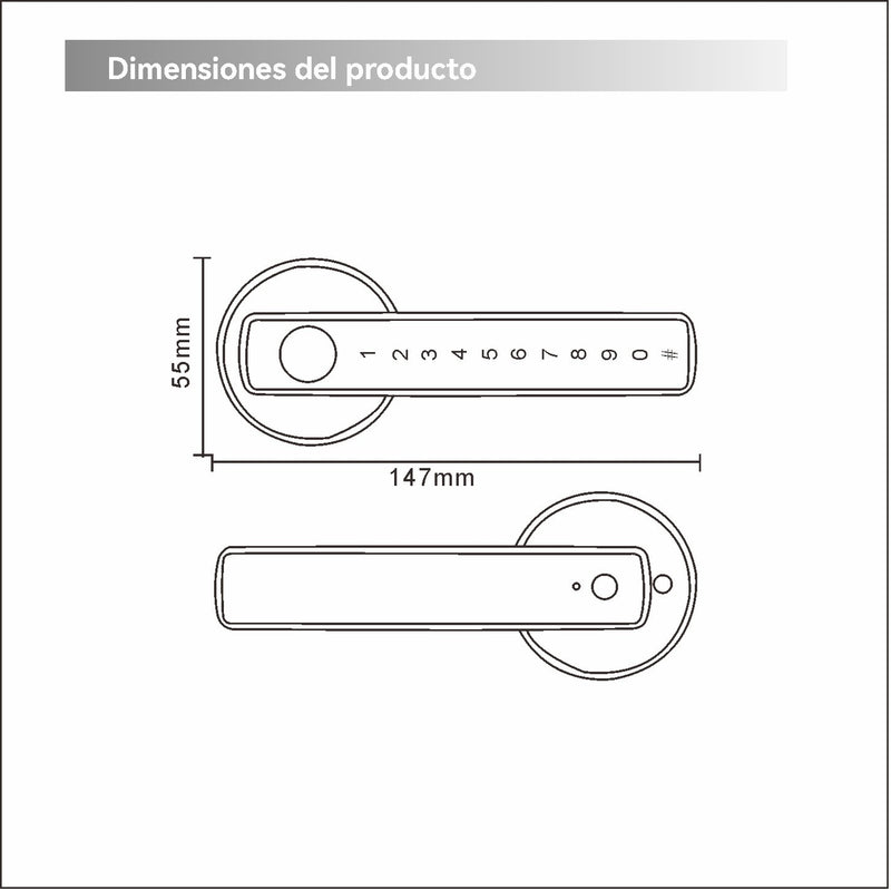 Cerradura Inteligente Manija de puerta Cerrojo Smart Lock 5 en 1 Llave Huella tarjeta contraseña Tuya app fácil de instalar