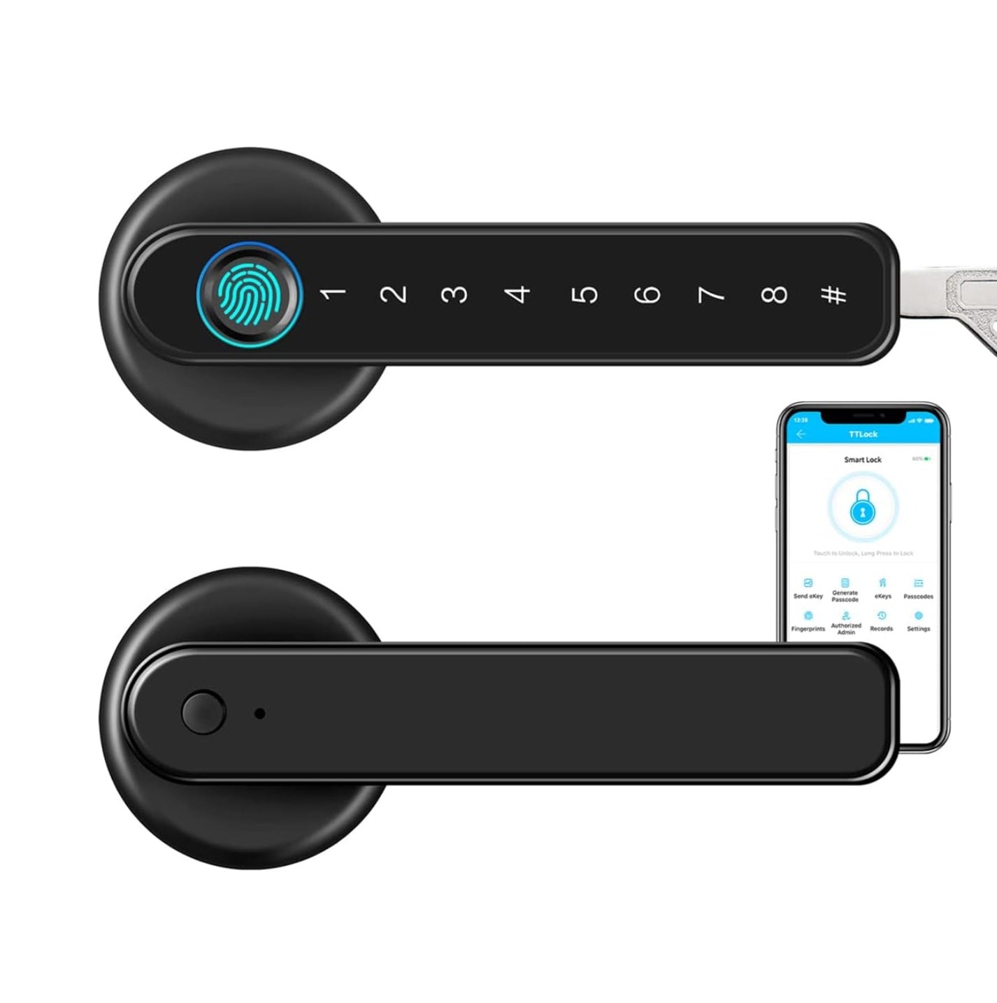 Cerradura Inteligente Manija de puerta Cerrojo Smart Lock 5 en 1 Llave Huella tarjeta contraseña Tuya app fácil de instalar