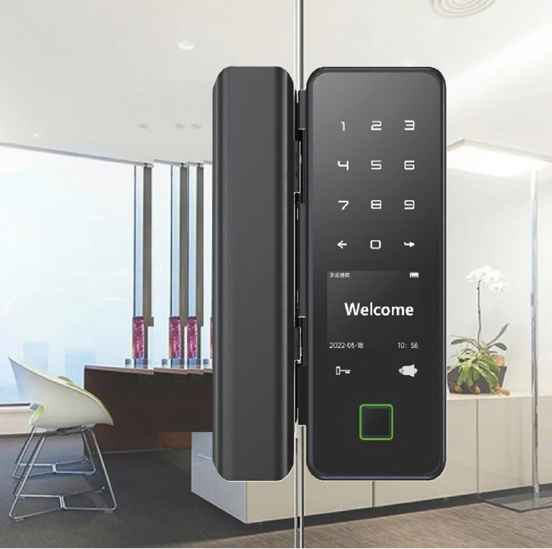 Cerradura Inteligente para puertas de vidrio Cerrojo Smart Lock 5 en 1 Llave Huella tarjeta contraseña Tuya app fácil de instalar sin perforar el vidrio
