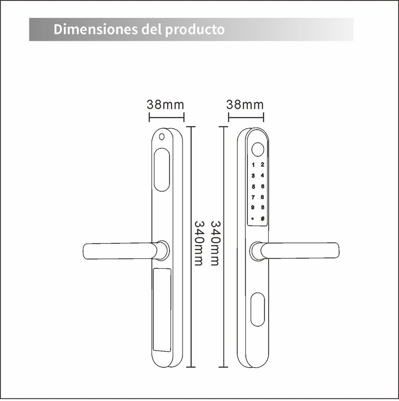 Cerradura Inteligente Digital Cerrojo Smart Lock maneta 5 en 1 Llave Huella contraseña app fácil de instalar
