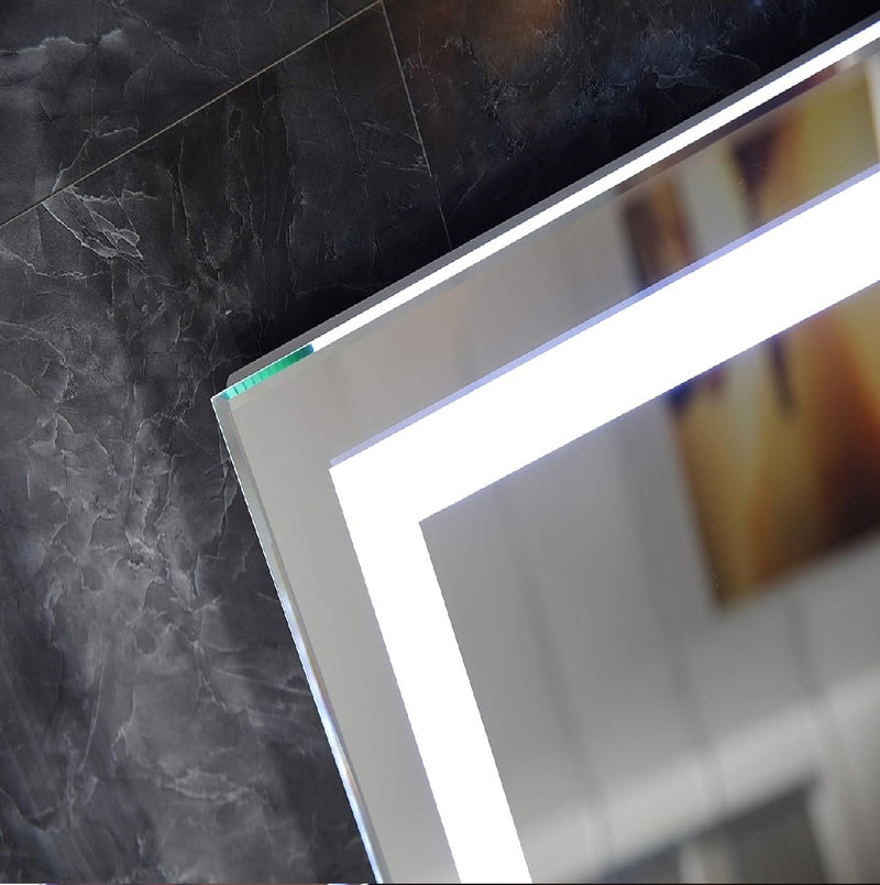 Espejo rectangular 70x90 cm con luz LED de 3 tonos boton tactil funciona para instalacion Vetical y Horizontal