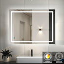 Espejo rectangular 70x90 cm con luz LED de 3 tonos boton tactil funciona para instalacion Vetical y Horizontal