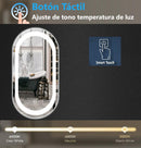Espejo Ovalado 45 cm ancho x 90 cm alto con luz LED de 3 tonos boton tactil