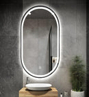 Espejo Ovalado con Borde Negro 60cm de ancho x 120 cm de alto con luz LED de 3 tonos boton tactil