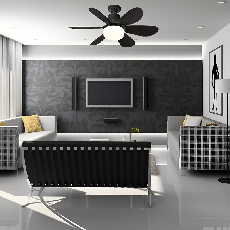 Abanico De Techo 20" socket E27 Con Luz Led Tono ajustable 3000/4000/6500K, 1900 Lumens 6 Aspas 3 CCT 520X185mm