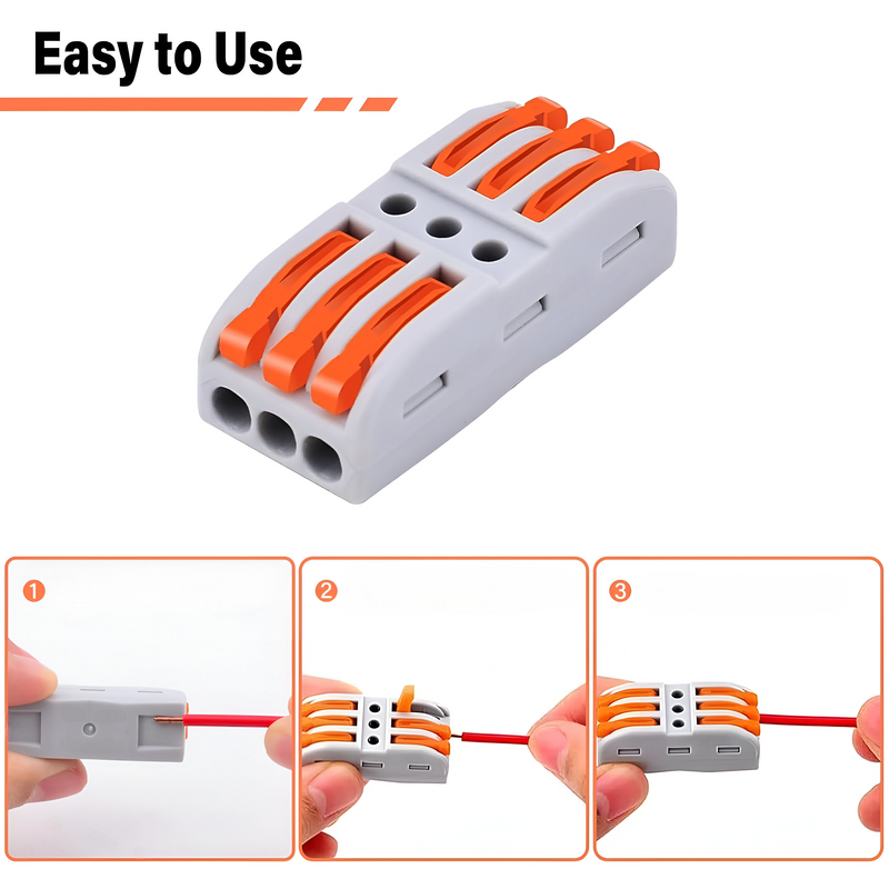 Conectores eléctricos de empalme rápido. Triple via. (1 Pza)