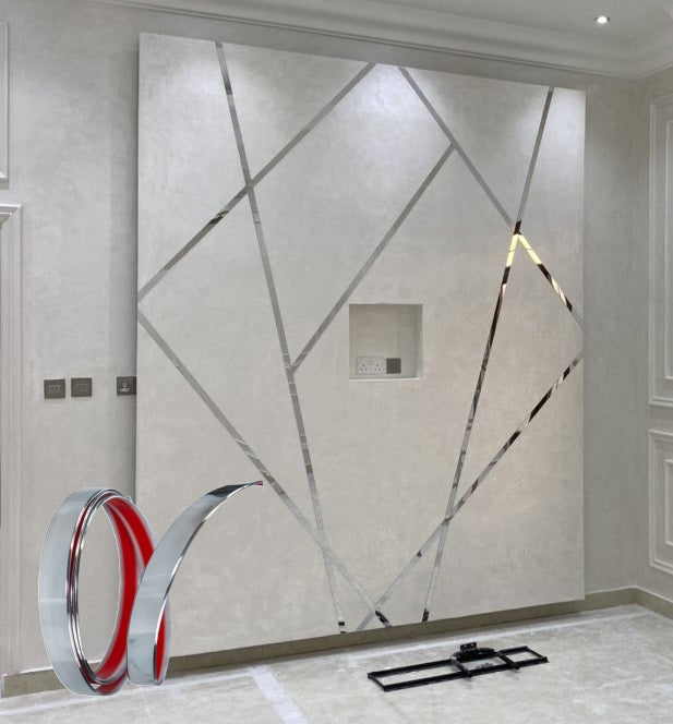 Cinta de acero Inoxidable Silver brillante Tira Autoadhesiva Decorativa delgada 2 cm x 5m largo para marmol PCV