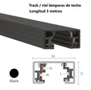 Riel Track 3 metros long 3 cables para sistema de lamparas colgantes, perfil Grueso de Alta calidad Color Negro
