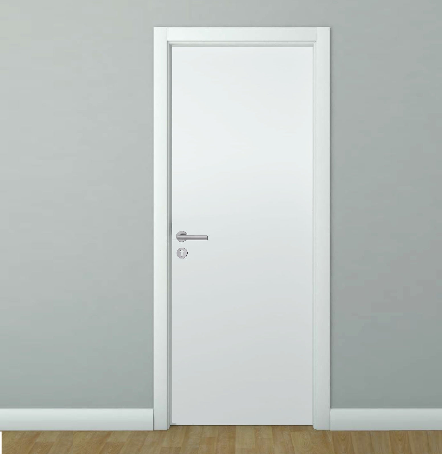 Puerta WPC 45mm madera interior Blanca 85x215cm incluye marco completo y herrajes silver. Altisima calidad y resistencia