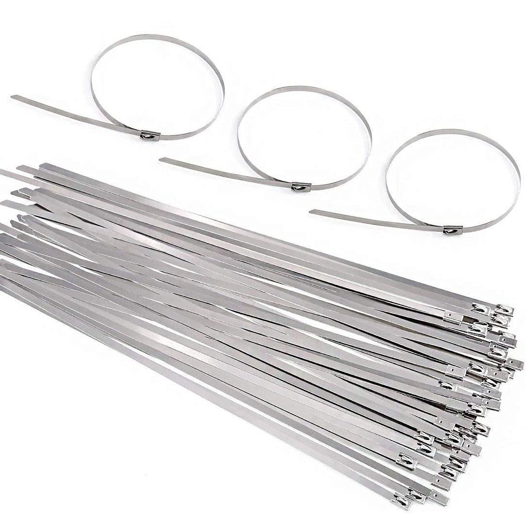 Zunchos de acero inoxidable 304 de 30cm (11.8") de largo.(Paquete 100 und.)