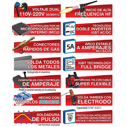 Maquina de soldar Digital Tig AC/DC alta frecue y electrodo 110/220V  Heavy duty DIGI-TIG250AC/DC