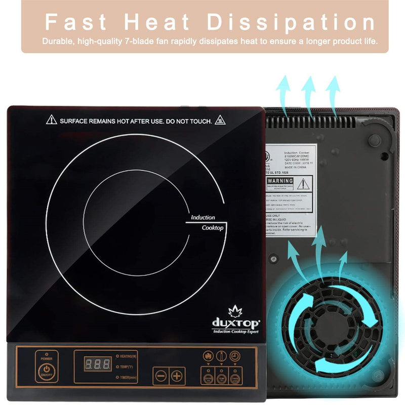 Estufa eléctrica de inducción, 1800 Vatios, Negra.