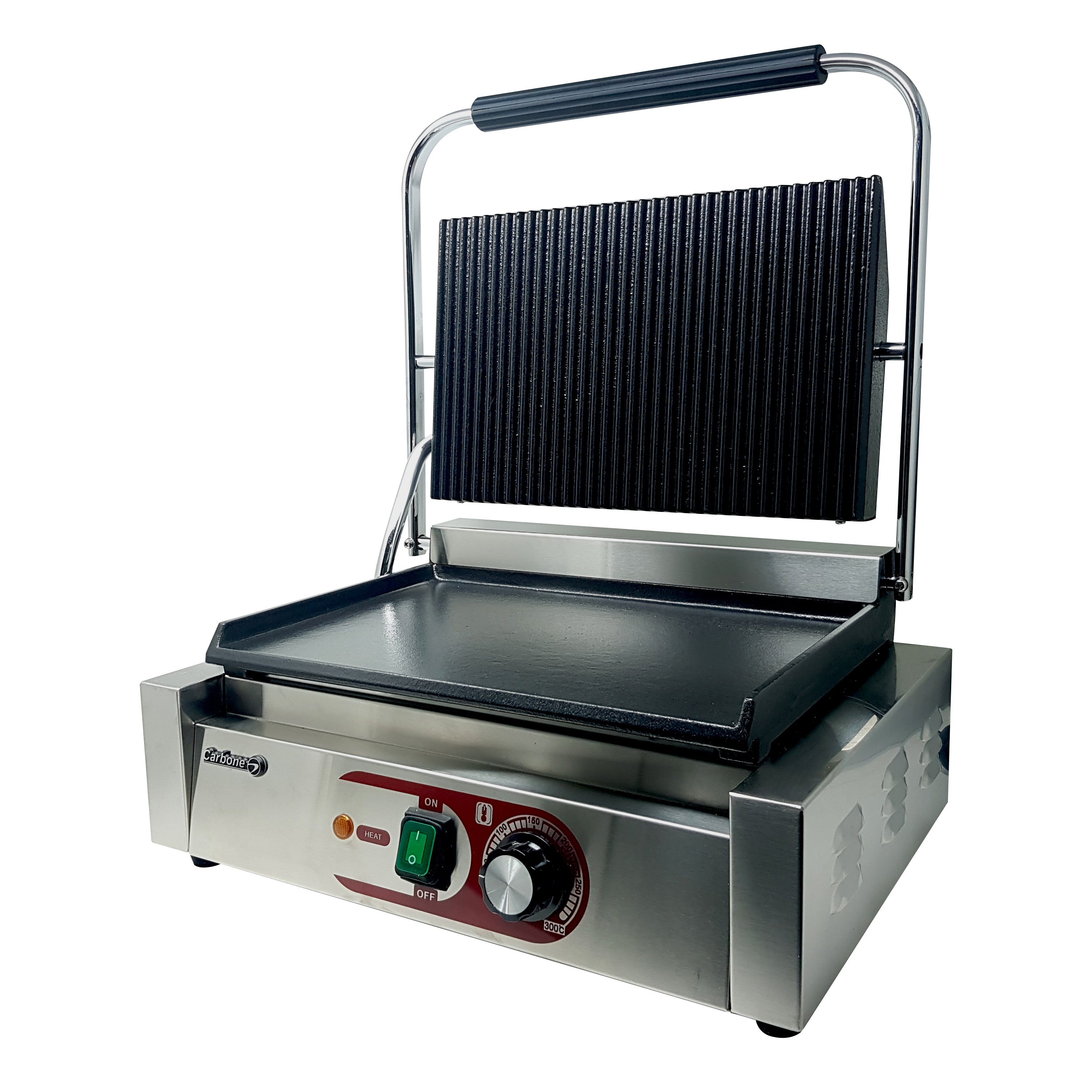 Plancha de panini sandwichera. Sencilla 430*365*210 mm 110V/60htz (1 año) Grill arriba y plano abajo