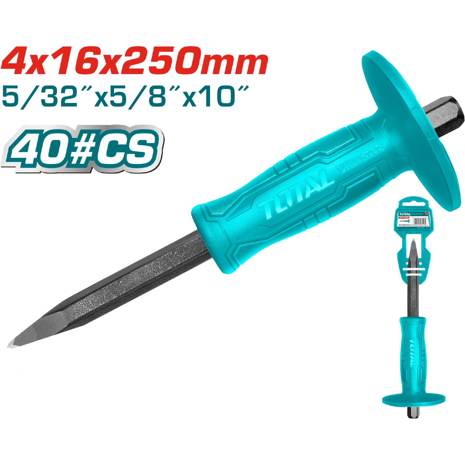 Cincel de 4mm cabeza, mango 16 mm largo 250 mm. Alta calidad igual a stanley