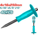 Cincel de 4mm cabeza, mango 16 mm largo 250 mm. Alta calidad igual a stanley