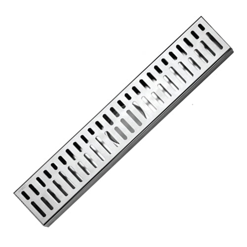 Desague Drenaje de piso rectangular grande de 600x104 mm de lujo. Inox 304 satinado. Drenaje 43mm
