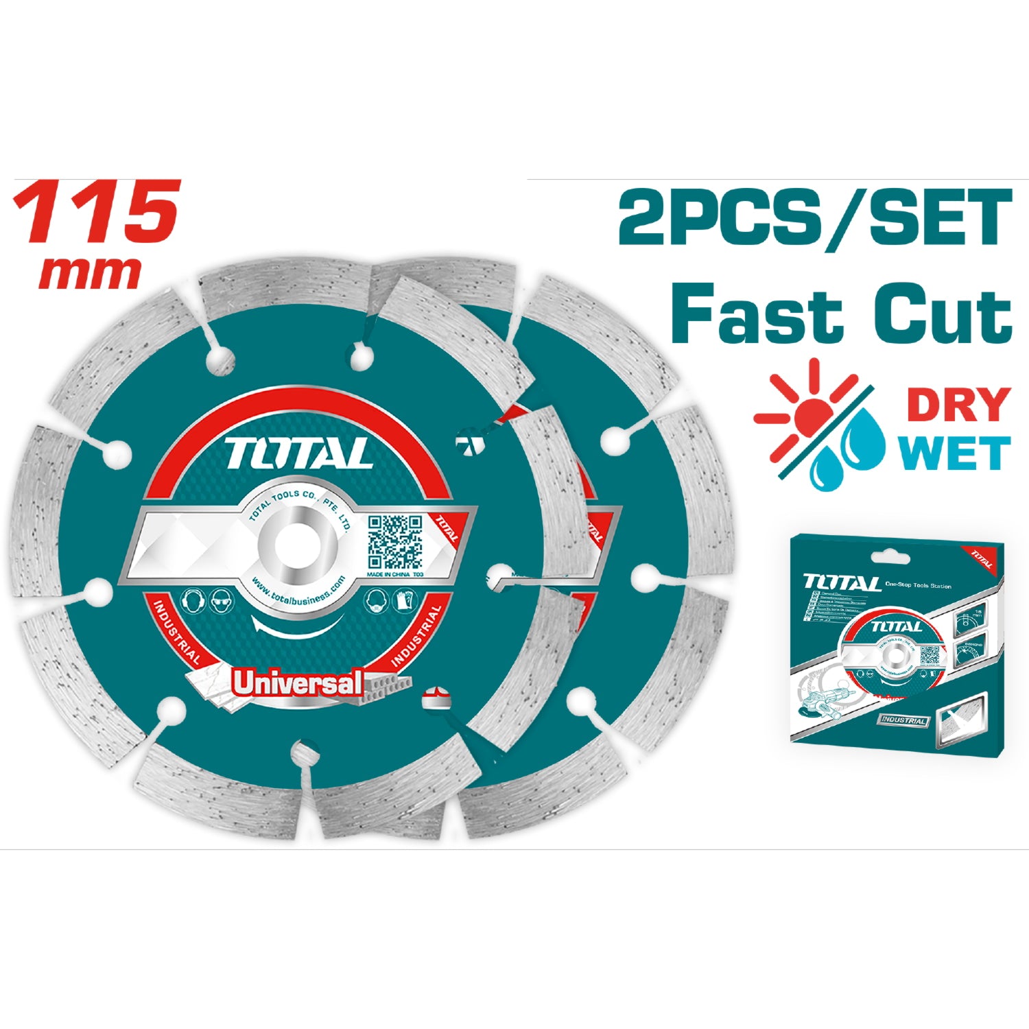 Disco de diamante 115mm (4-1/2") X 22mm, Ancho de navaja 7mm. Segmentado para corte en seco.