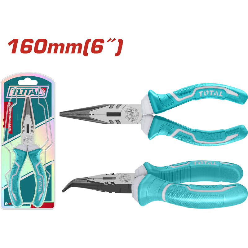 Alicate de punta doblada 6"/160mm. Pulido.