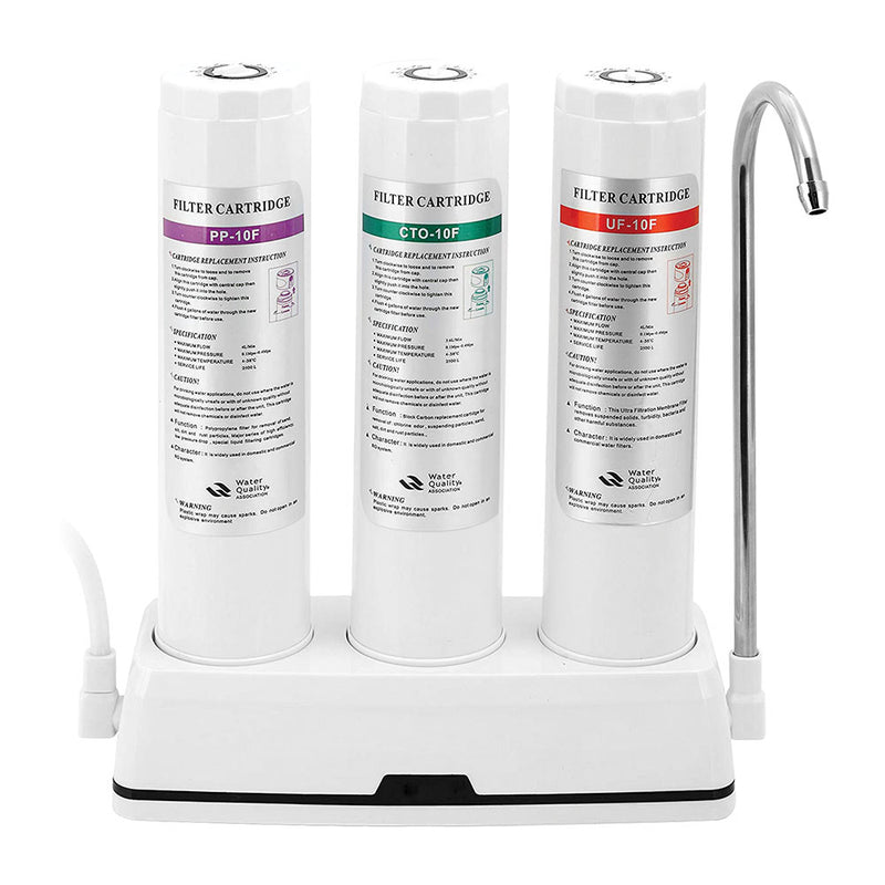 Clear Pure Triple filtro de sobreponer fácil de usar, sin electricidad con filtros PP+CTO+UF.