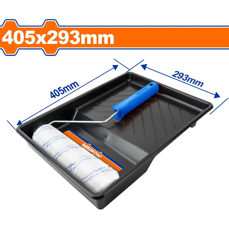 Rodillo para pintar 9" y bandeja para pintar 405x293mm. Paredes internas. Set 3 en 1.