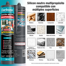 Silicón Neutro color Gris Oscuro Multipropósito 300 ml  Calidad Profesional. Sellador Silicona.