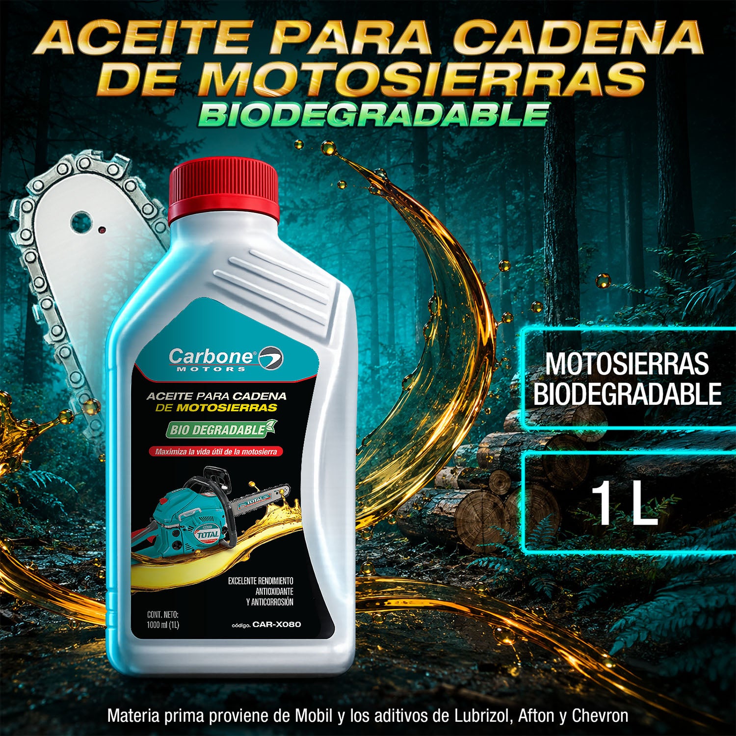 Aceite para cadena de motosierras Biodegradable 1 litro CARBONE