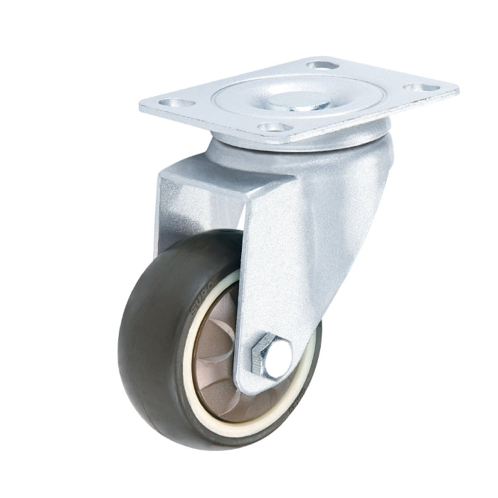 Rueda giratoria  Serie liviana 38 mm 1 1/2" Capacidad por rueda 20kg Elastomero Termopl