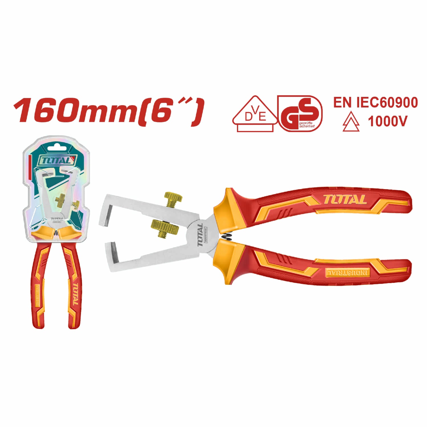 Alicate para cortar Alambre de 6" (160mm) de Mango aislado. Acabado Negro Pulido. Soporta 1000 V.