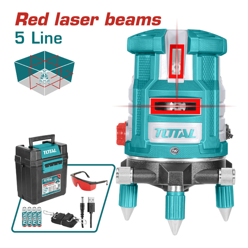 Nivel de Laser Autonivelante ( Laser Rojo ). Rango de Trabajo: 0-20 m. 1 Linea Horizontal-4 Vertical