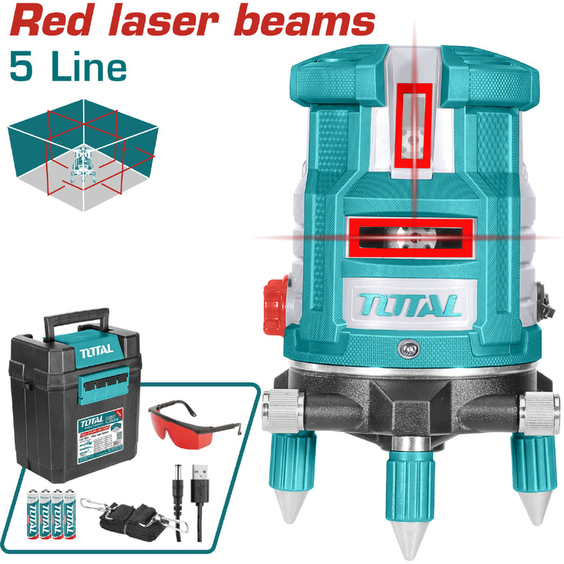 Nivel de Laser Autonivelante ( Laser Rojo ). Rango de Trabajo: 0-20 m. 1 Linea Horizontal-4 Vertical