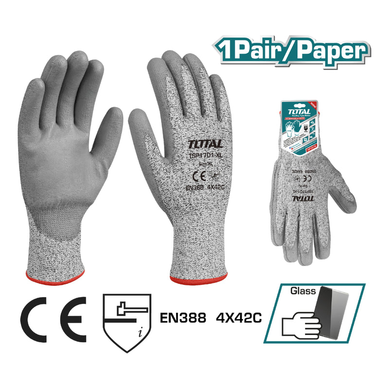 (1 par) Guantes resistentes a cortes y abrasiones. Medida 10 (XL). Capa de Látex en la palma y HPPE.