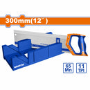 Serrucho trasero en caja plástica. Corte inglete. 300mm(12") 11TPI. Diseño único.