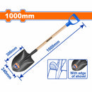 Pala de Punta Redonda con Mango de Madera Long.1000mm. Acero al Carbono. 240mm x 300mm.