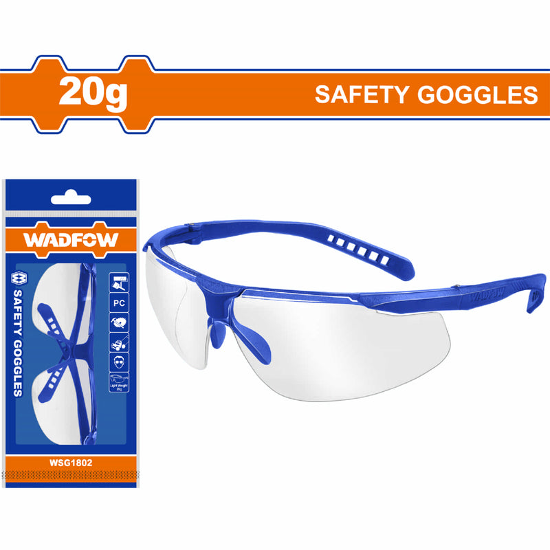 Lentes de Seguridad transparentes de Policarbonato 20g. Cómodo de llevar. Amplio campo visual.