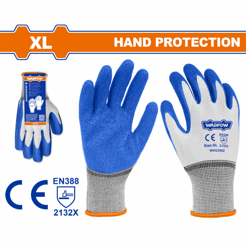 Guantes de Látex XL. Ideal para carga pesada y objetos afilados. Sin costuras. Set de 12 pares.