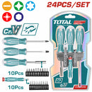 Juego de 24 piezas de destornilladores y puntas.