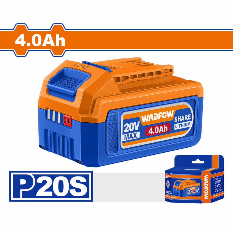 Batería 20V. Litio 4.0Ah. Indicador LED de carga. Compatible con múltiples herramientas.