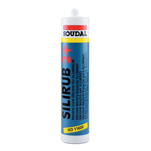 Soudal Silirub +2 Aluminio Brillante Silicon Neutro (Altisima Calidad)  300Ml.