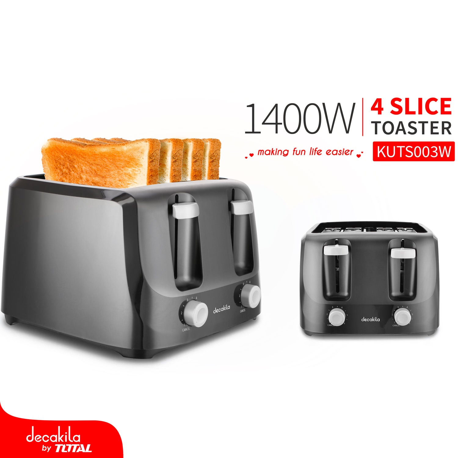 Tostadora de 4 rebanadas 1400W