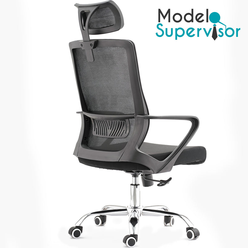 Silla ejecutiva de oficina Mesh Alta con Posa cabezas. Modelo Supervisor