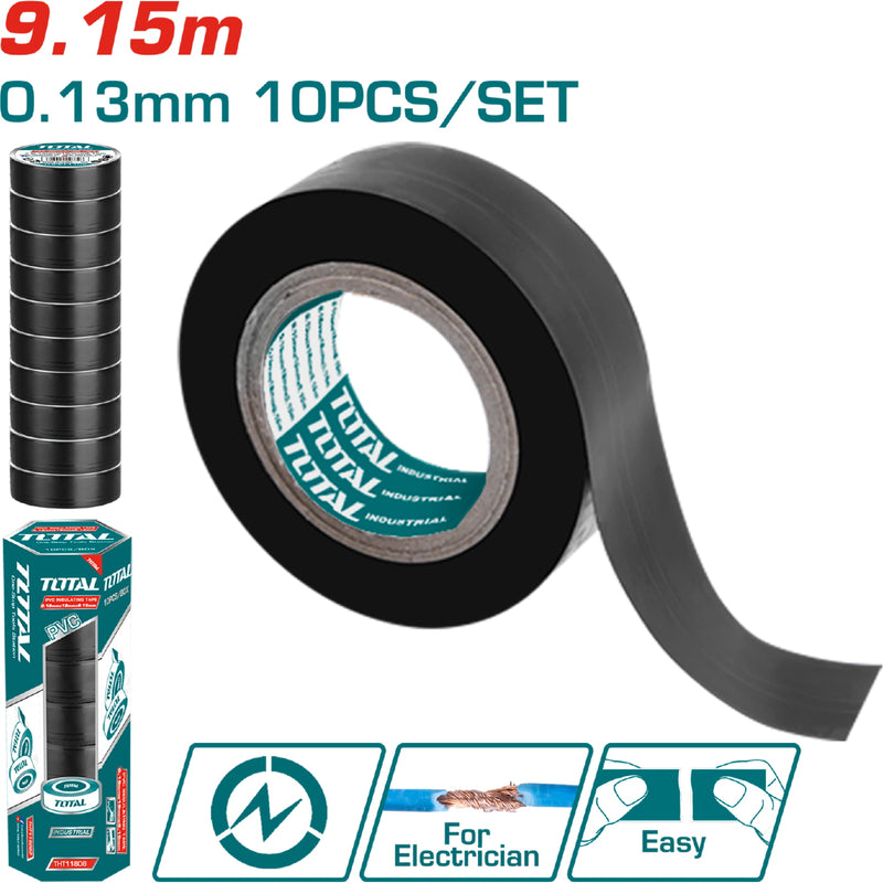 Gutapercha Tape Eléctrico de PVC, 18mmX9.15m, Color Negro, Ancho 18mm, Espesor 0.13mm (1 pza)