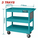 Carrito de servicio mecánico para taller con ruedas 3 bandejas